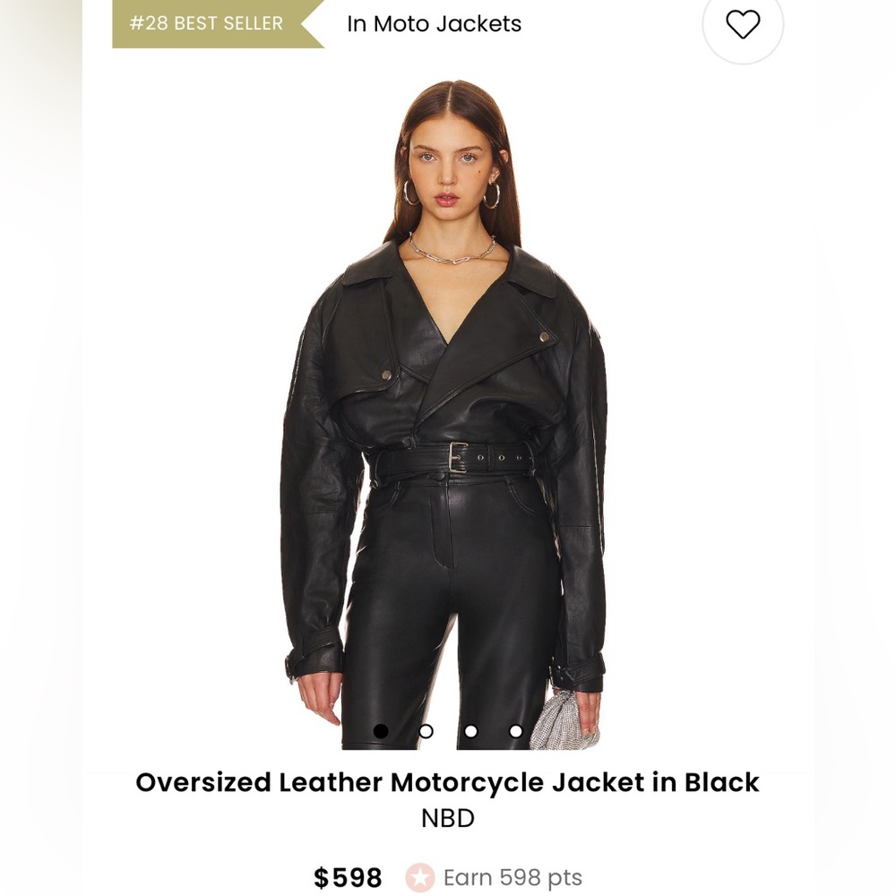 NWT Revolve NBD Real Leather Oversized Motorcycle Jacket in Black $598 original